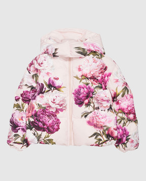 Dolce&Gabbana Детский розовый пуховик в цветочный принт L5JBN8G7QZT812+