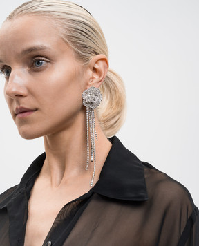 Nissa Сріблясті сережки у вигляді троянди з кристалами EXCER195