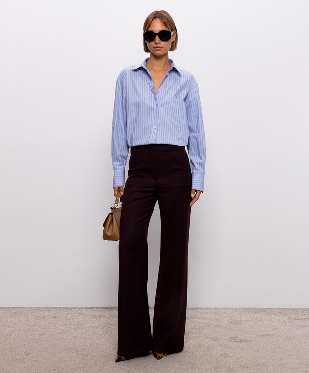 Victoria Beckham Голубая рубашка Ellys в полоску 1326WSH007474G изображение 2
