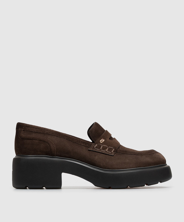 Santoni Коричневі замшеві лофери з монограмою WUEW71868SMOTHLW