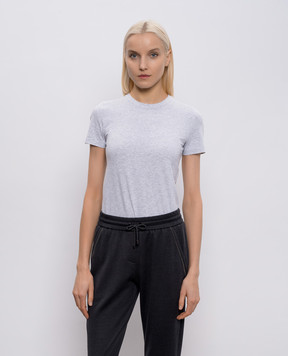 Brunello Cucinelli Серая меланжевая футболка с цепочкой мониль M0T18B0170