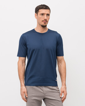 Enrico Mandelli Голубая футболка с нашивкой логотипа 3K052A5677