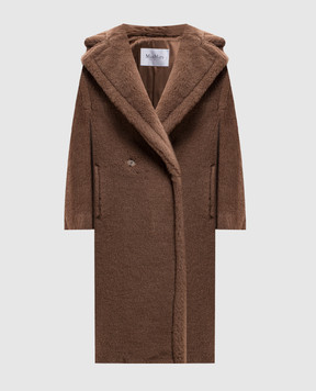 Max Mara Коричневе двобортне пальто TEDDY з вовни верблюда та шовку TEDDY
