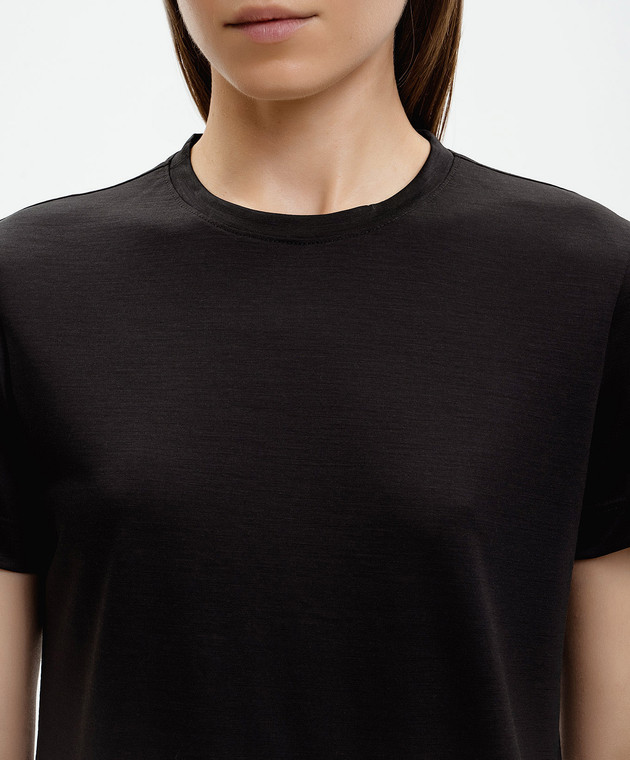 Marco Pescarolo Черная футболка Amata из шерсти AMATAD53Y04 изображение 4