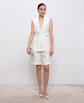 Peserico Белые шорты из льна с отворотами A0419202606