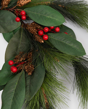 H.Andreas Декоративний різдвяний вінок з сосновими гілками та ягодами магнолії 1605844F3