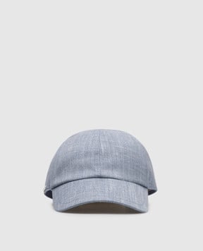Enrico Mandelli Блакитна кепка з вовни, шовку і льону CAP4016020