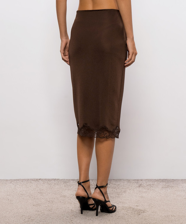 Balmain Коричнева спідниця з мереживом SK0000000082 зображення 4