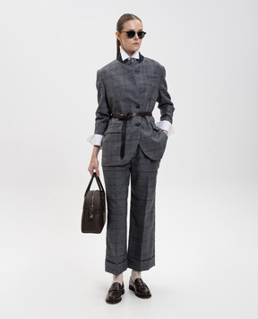 Brunello Cucinelli Сірий жакет з вовни в клітинку MG5227391