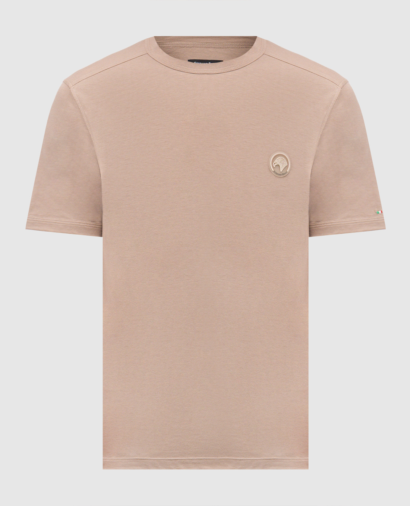 

Коричневая футболка с нашивкой эмблемы, Коричневый, Футболки