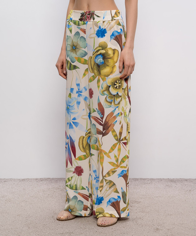 Momoni Штани BACCARAT кольору айворі із шовку MOPA03901MO зображення 3