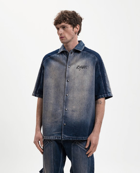 Off-White Синяя джинсовая рубашка с эффектом потертости 44MYD05US26D001