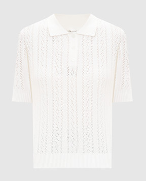 LISA YANG Белое поло Cristine с кашемиром в узор 2026022