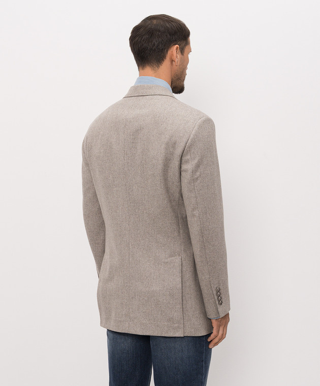 Brunello Cucinelli Серый двубортный пиджак из шерсти M038P8BPC2 изображение 4