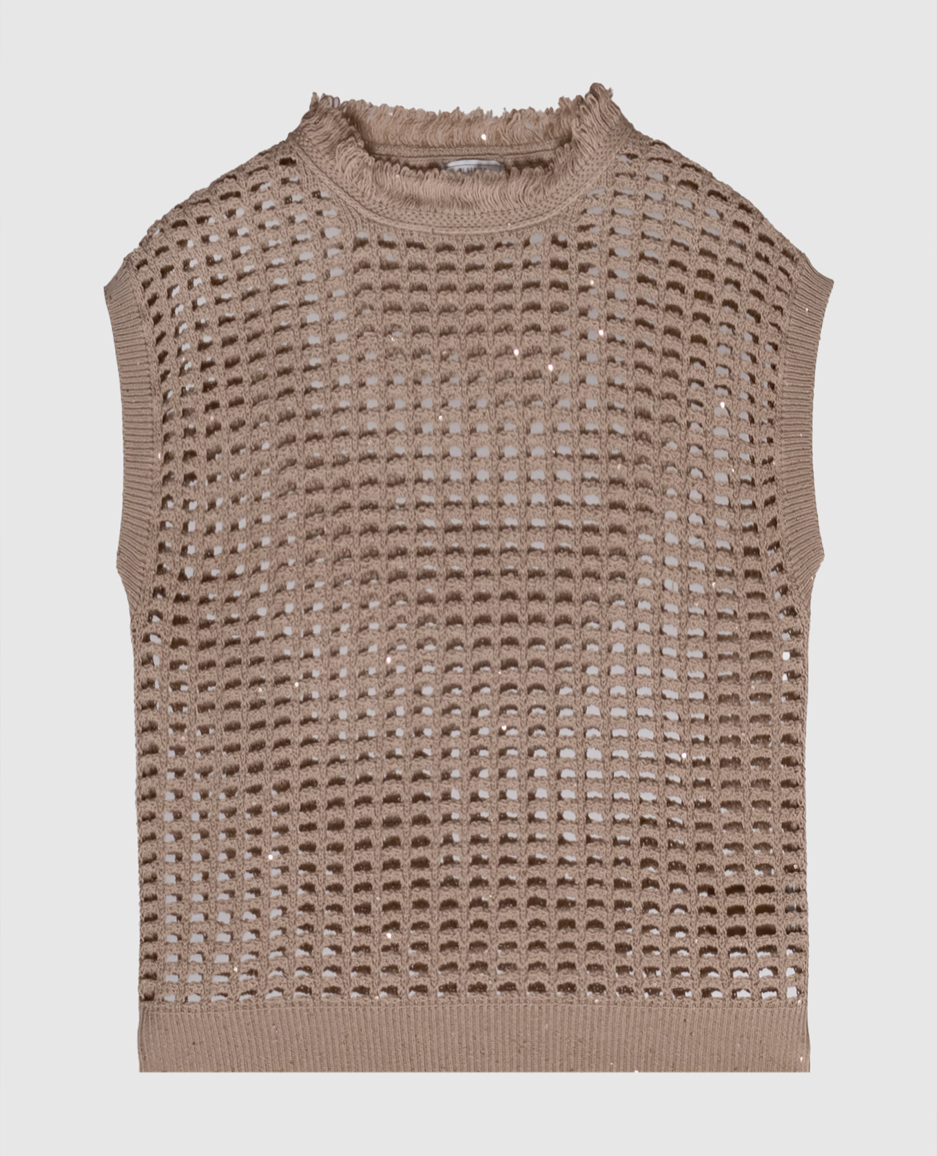 

Коричневый ажурный топ с пайетками, Топы