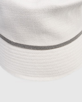 Brunello Cucinelli Детская белая панама с леном с цепочкой мониль BR858W047C