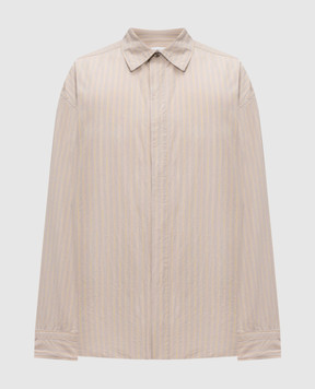 AGOLDE Бежева сорочка Roy з льоном в смужку A40751925