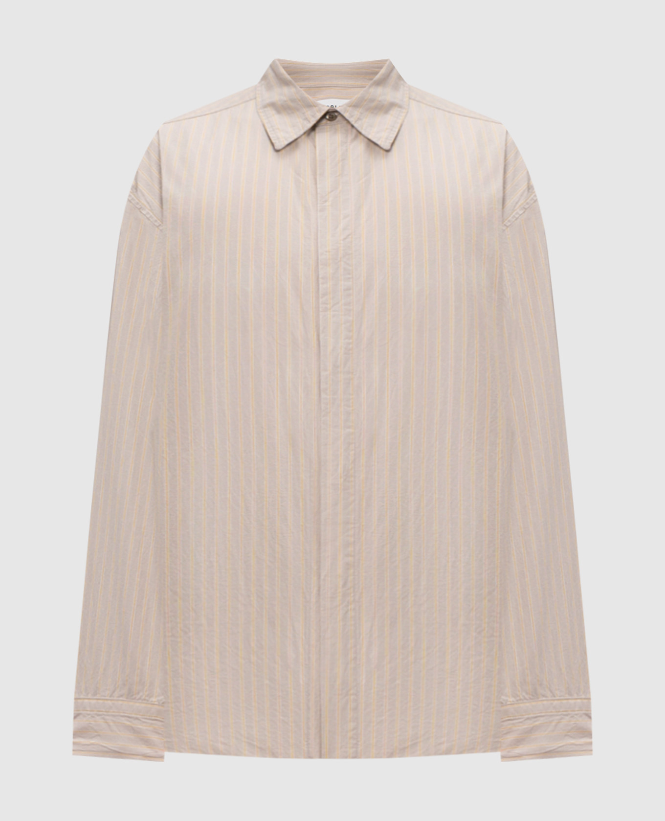 

Бежевая рубашка Roy с леном в полоску, Бежевый, Рубашки