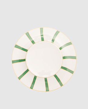 Geminiano Cozzi 1765 Біла порцелянова обідня тарілка Striche Verdi e Oro TTCMI00289036