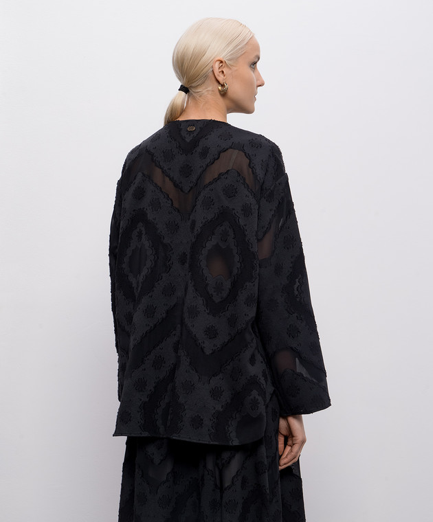 Agnona Чорна блуза в тканий візерунок TD1112YJ2001 зображення 4