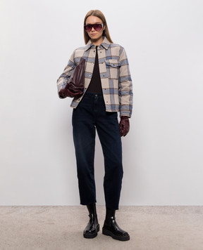 Woolrich Бежева пухова куртка в клітинку CFWWOS2028FRUT3046