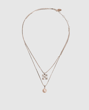 Off-White Серебристая двухслойная цепочка с подвесками OWOB141S26MET001