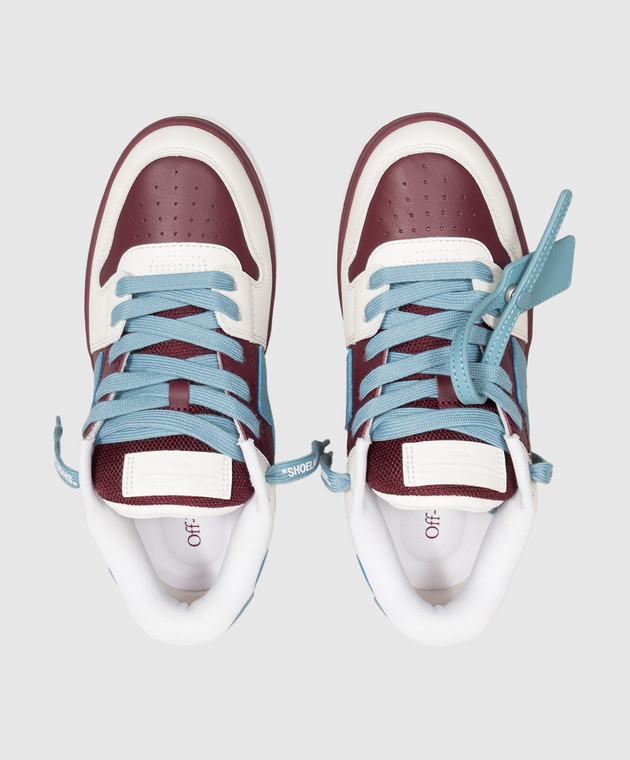 Off-White Детские бордовые кожаные кроссовки Out Of Office OF06415210 изображение 4