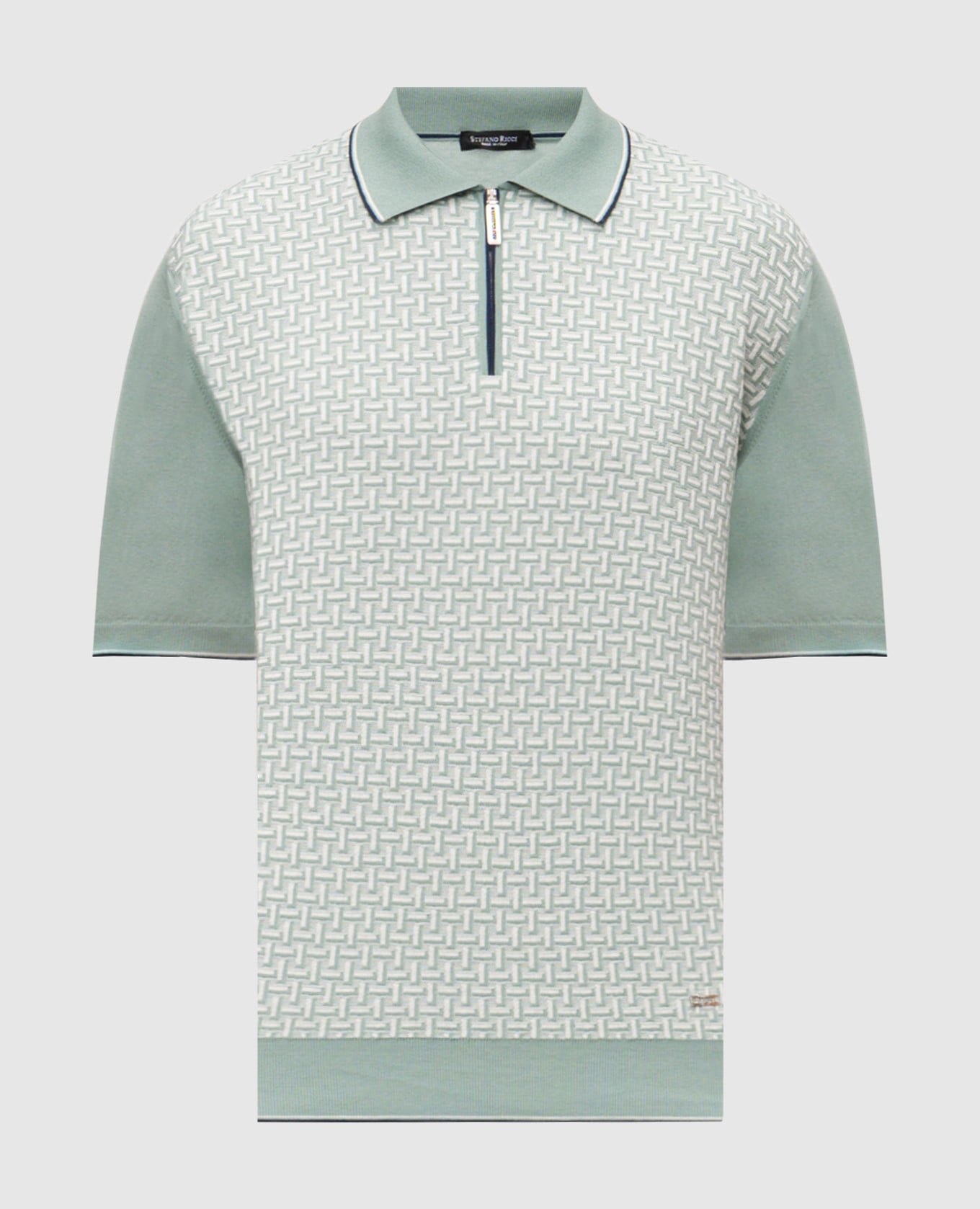 Зеленое поло с шелком в узоре