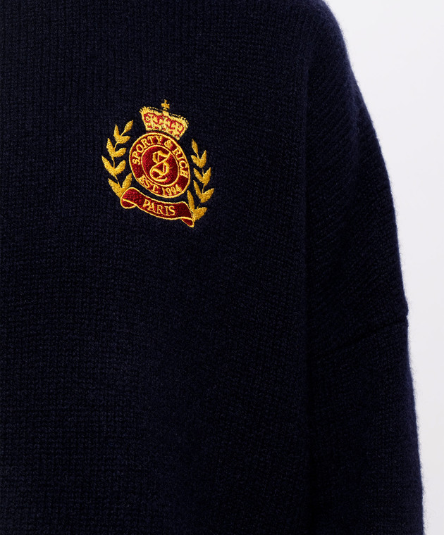 Sporty & Rich Темно-синий свитер NY Crest из шерсти WS06485243BL106 изображение 5