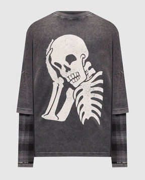 Palm Angels Сірий лонгслів Skull PMAB05ES26JER001
