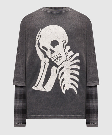 Серый лонгслив Skull