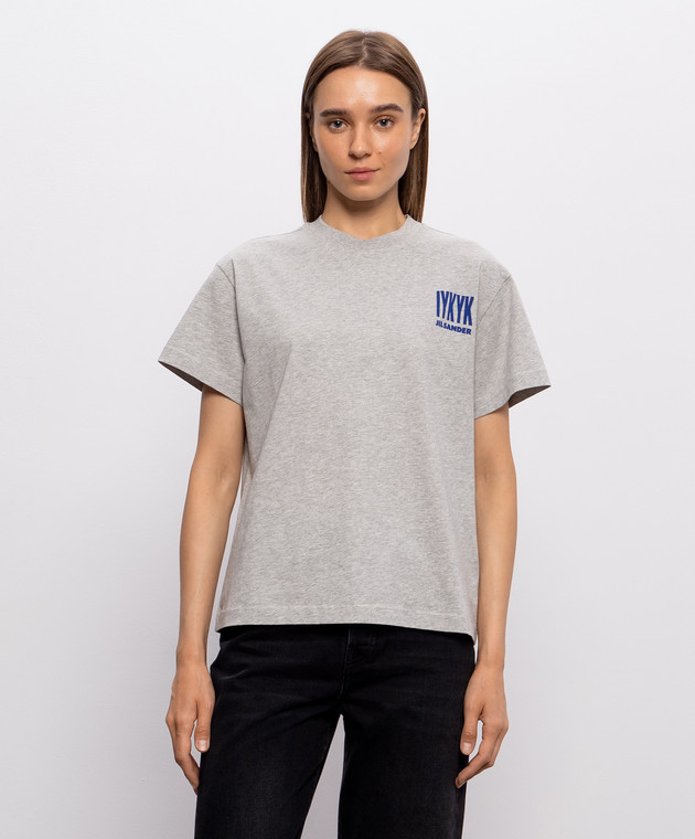 Jil Sander Серая меланжевая футболка с принтом J02GC0175J45048 изображение 3