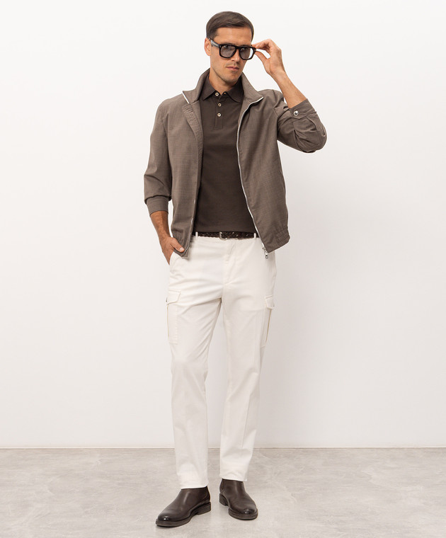 Brunello Cucinelli Коричневое поло с принтом эмблемы ME8548788 изображение 2