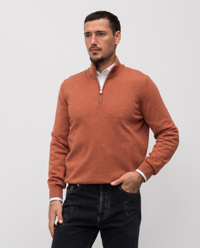 Brunello Cucinelli Помаранчевий джемпер з кашеміру з блискавкою M2200124
