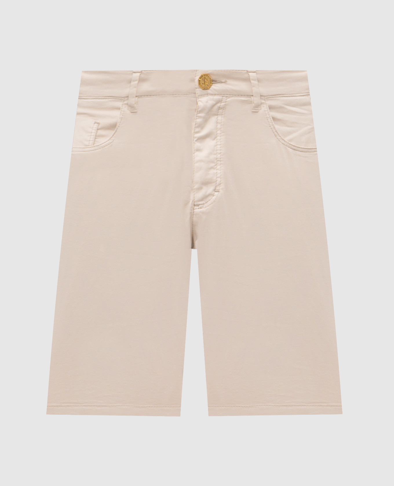Бежевые шорты с вышивкой логотипа монограммы
