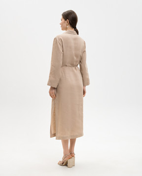 Peserico Бежева сукня з льону з розрізами S02415A02647