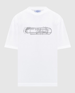 Off-White Біла футболка Paperclip 44MAA120F5J00I