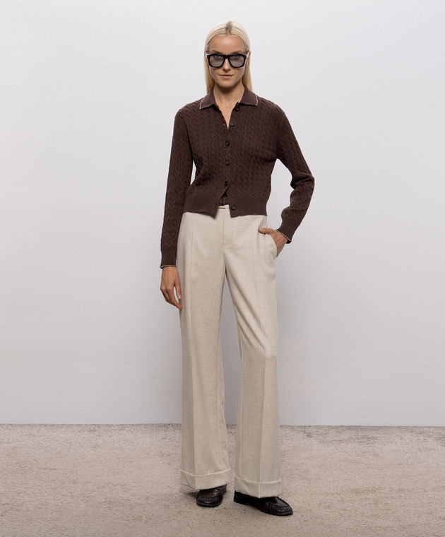 Brunello Cucinelli Коричневый кардиган с люрексом MAZ226116 изображение 2