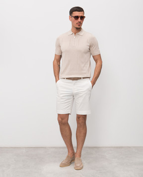 Enrico Mandelli Бежеве поло з геометричним візерунком 3K007A5645