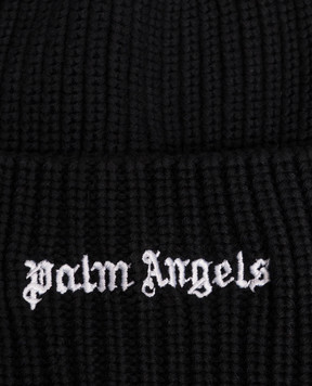 Palm Angels Дитяча чорна шапка з вишивкою логотипа F6PAJBHT226