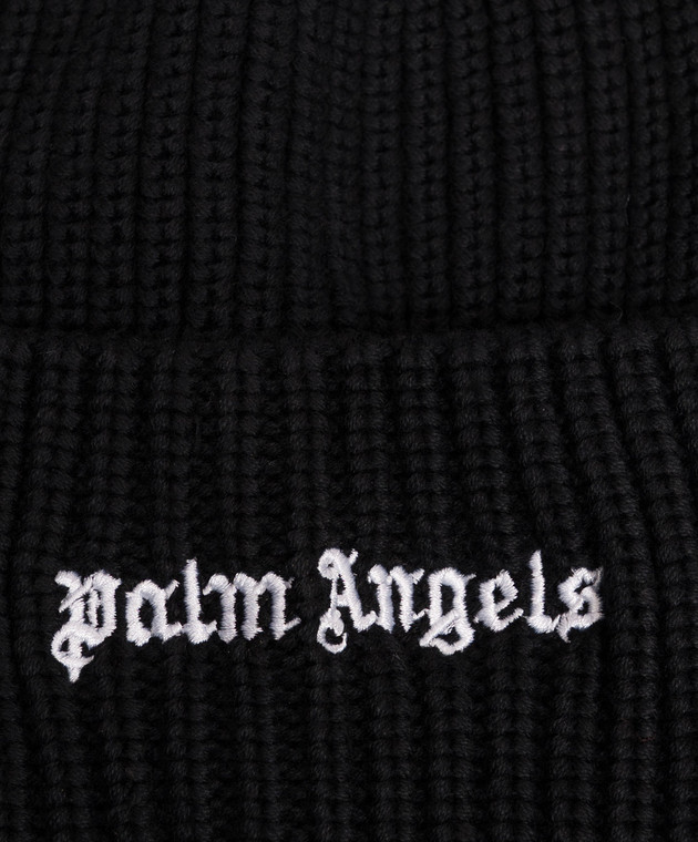Palm Angels Дитяча чорна шапка з вишивкою логотипа F6PAJBHT226 зображення 3