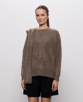 Max Mara Коричневий светр ARIA з вовни яка з шарфом SMMARIA
