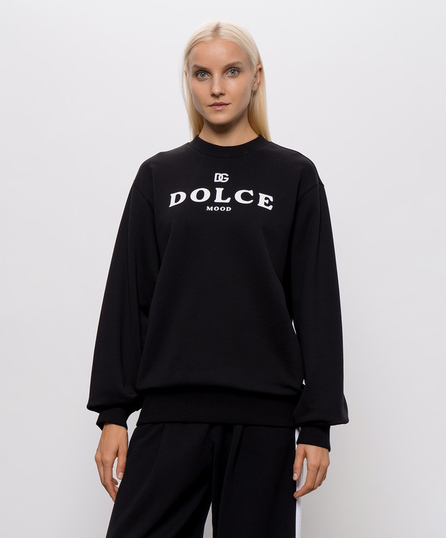 Dolce&Gabbana Чорний світшот з принтом логотипа F9U78ZHU7P4 зображення 3