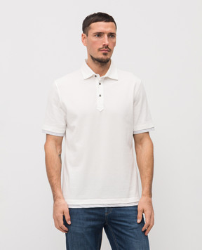 Brunello Cucinelli Белое поло с эффектом наложения слоев ME8543966