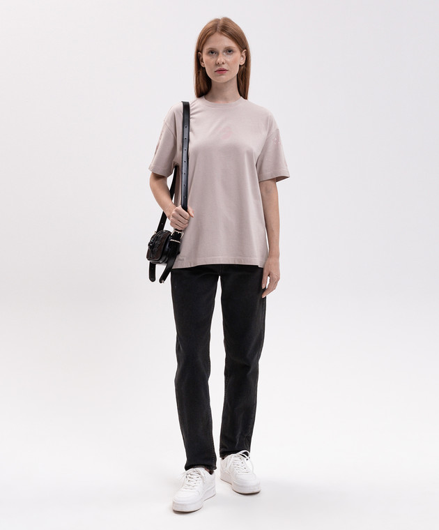 Off-White Розовая футболка с брендовым принтом 2FA00489T изображение 2