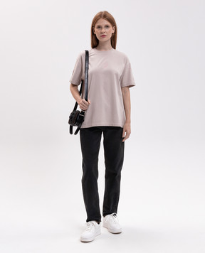 Off-White Рожева футболка з брендовим принтом 2FA00489T