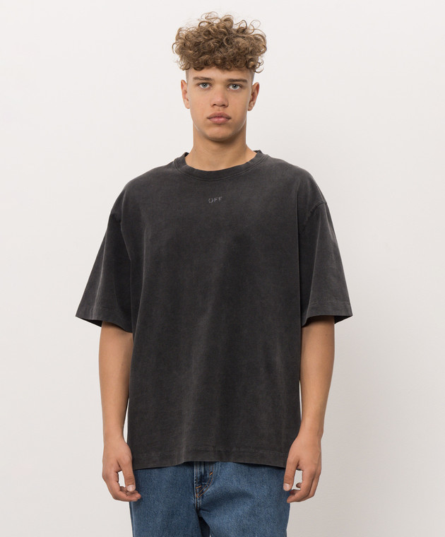 Off-White Сіра футболка принтом Swimming 44MAA120F26J00T зображення 3