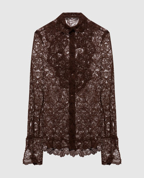 Ermanno Scervino Коричневая блуза из кружева D492K389APEXQ