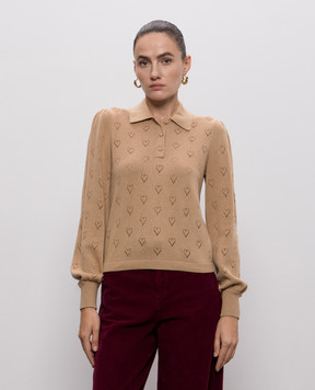 Twinset Коричневое поло с кашемиром 262TP3022