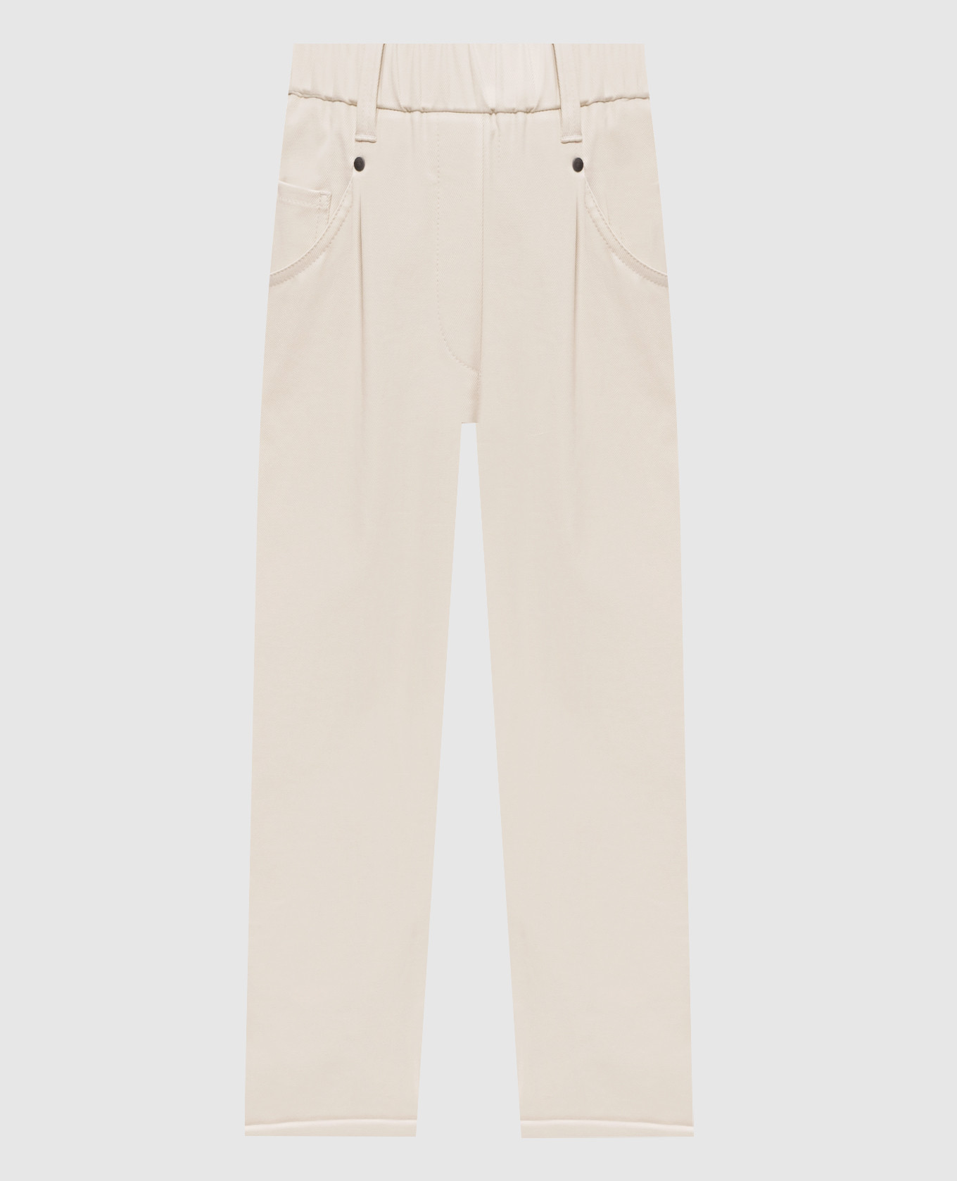 Бежевые брюки с отворотами